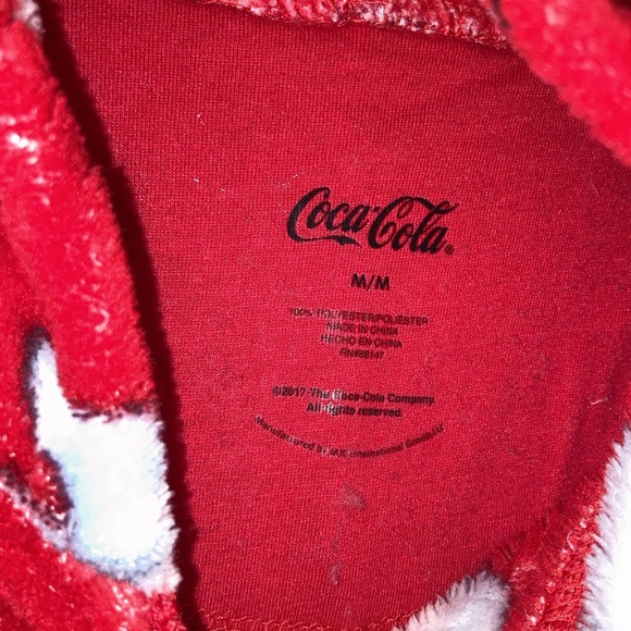Women’s Coca Cola red polar bear hooded footed one piece pajamas size M - Picture 7 of 10